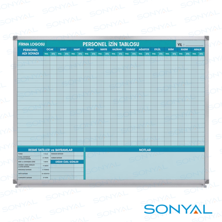 Sonyal 105*200 Duvara Monte Baskılı Laminat Yazı Tahtası