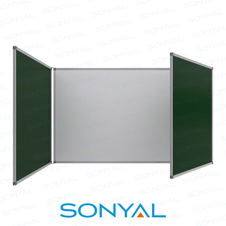 Kapaklı Duvara Monte Laminat Çift Kanatlı Karma Okul Yazı Tahtası 120x150