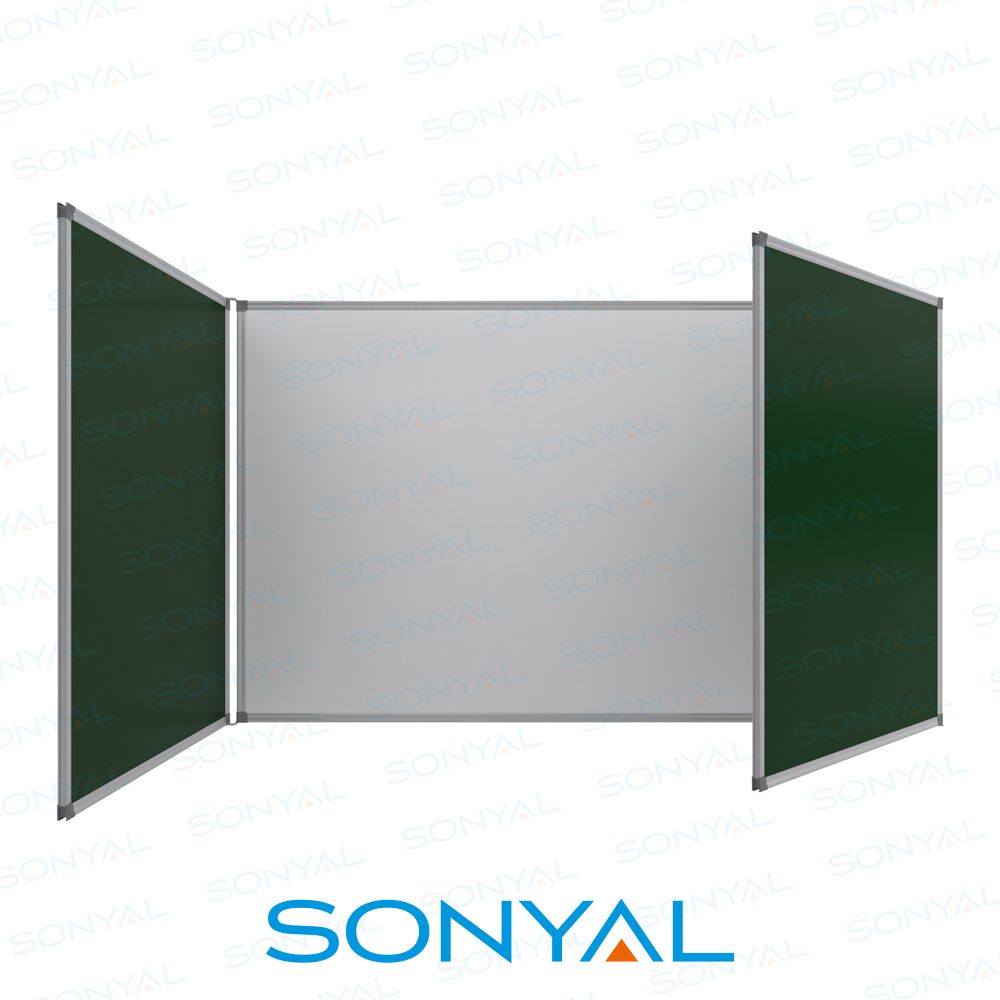 Kapaklı Duvara Monte Laminat Çift Kanatlı Karma Okul Yazı Tahtası 120x200