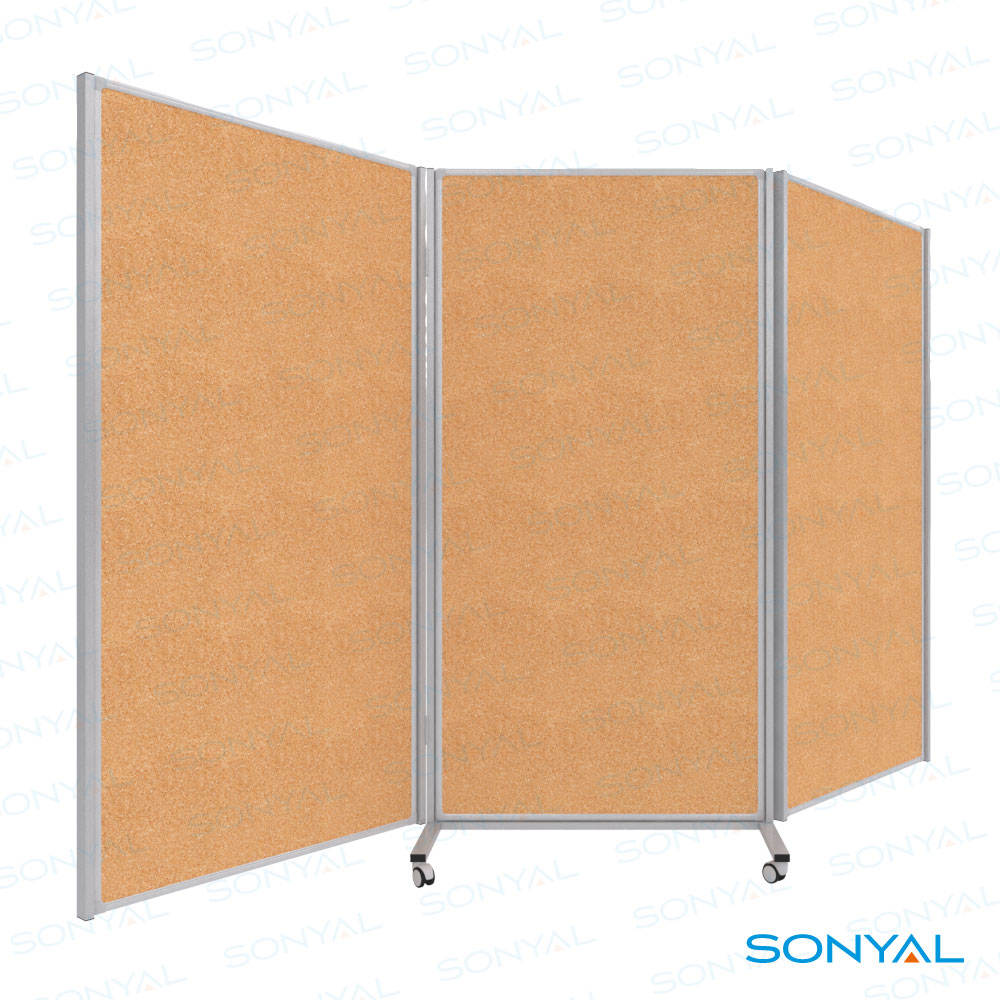 Sonyal 3 Kanatlı 270x180 6 Yüzlü Paravan Mantar Pano