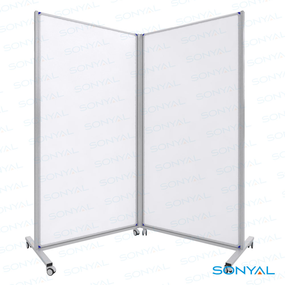 Sonyal 180x180 Çift Taraflı İkili Paravan Beyaz Laminat Yazı Tahtası