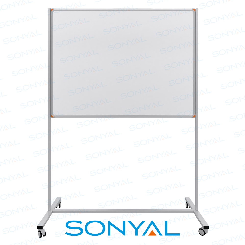 Sonyal <b>90x120 </b>Tekerlekli Ayaklı Beyaz Yazı Tahtası Laminat <b> Tek Taraflı </b>