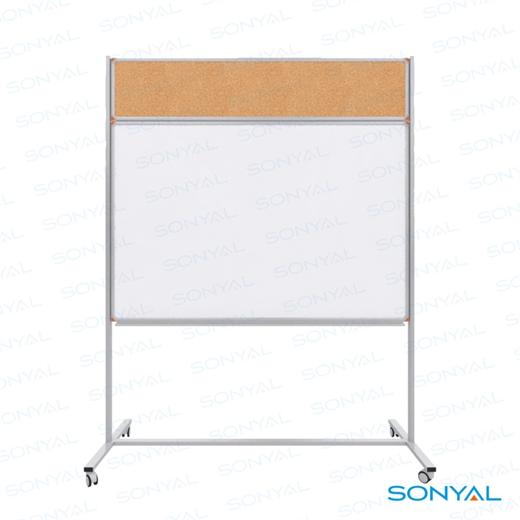 Sonyal <b>90*120 </b> Tekerlekli Ayaklı Beyaz Yazı Tahtası + <b>30*120 </b>Mantar Pano