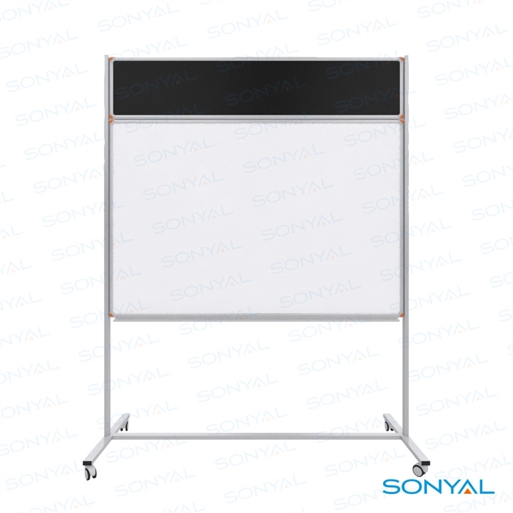 Sonyal <b>90*200 </b> Tekerlekli Ayaklı Beyaz Yazı Tahtası + <b>30*200 </b>Kumaşlı Pano