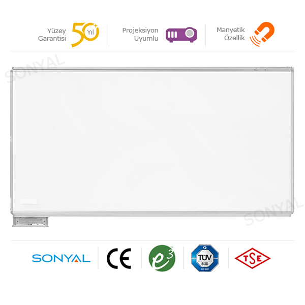 Emko <b>120*400 </b> Duvara Monte Çelik Seramik Emaye Beyaz Yazı Tahtası