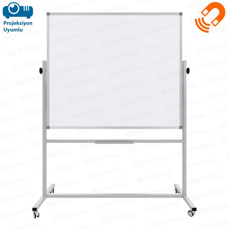Sonyal <b>120x140 </b>  Mobil Beyaz Manyetik Yazı Tahtası- <b> Çift Taraflı </b> Çelik Emaye 