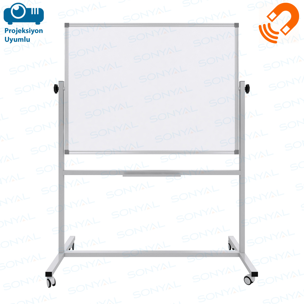 Sonyal <b>90x120 </b>  Mobil <b> Çift Taraflı </b> Çelik Emaye Beyaz Manyetik Yazı Tahtası