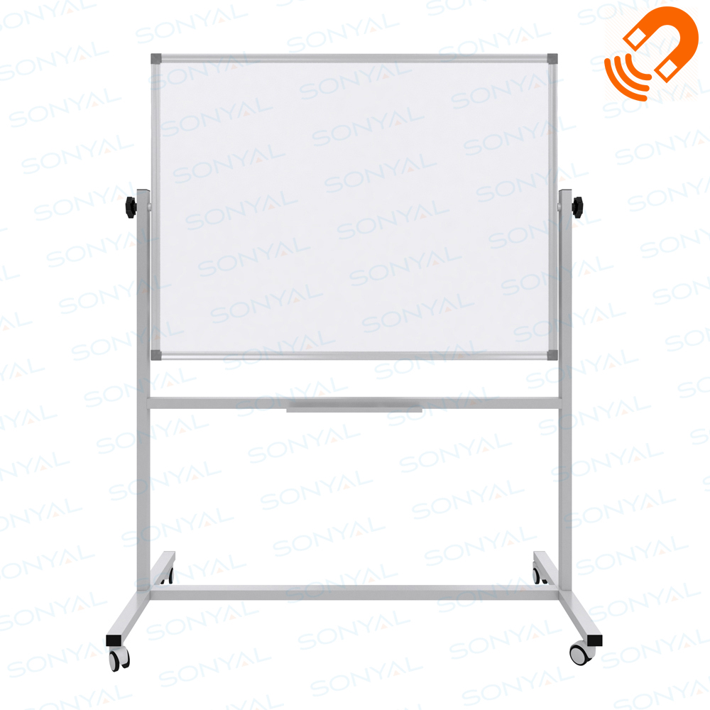 Sonyal <b>90x120 </b>  Mobil Beyaz Yazı Tahtası- <b> Çift Taraflı </b> Manyetik 