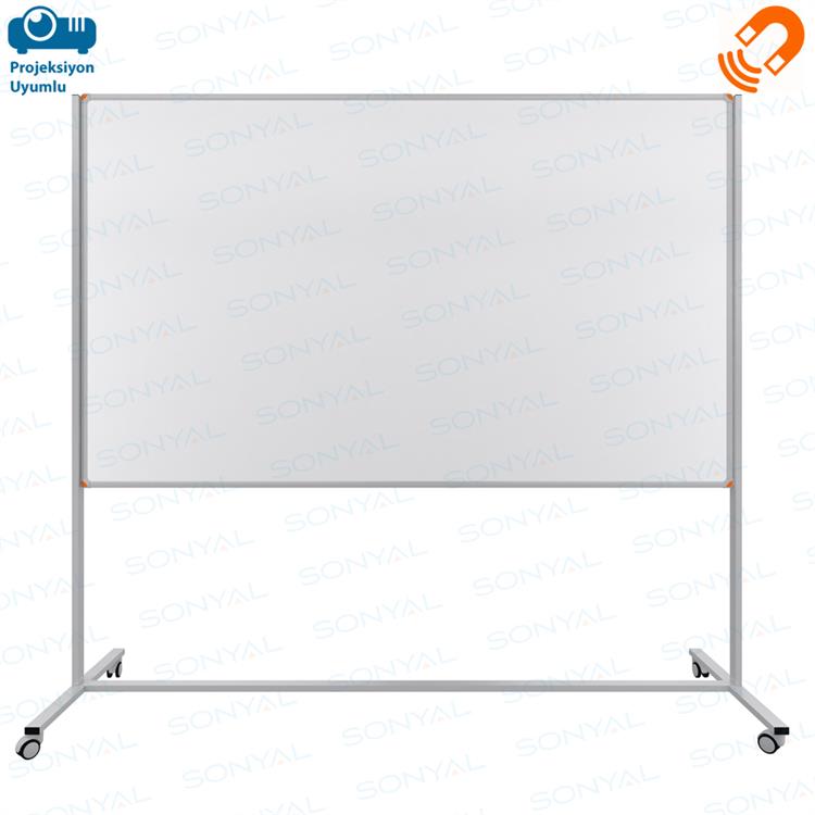 Sonyal <b>120x200 </b>  Mobil Beyaz Yazı Tahtası- <b> Tek Taraflı </b> Çelik Emaye 