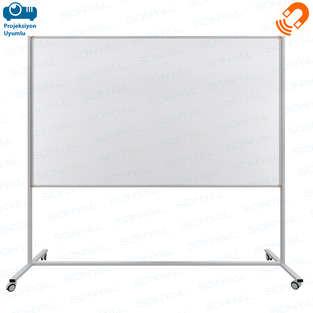 Sonyal <b>120x200 </b>  Mobil Beyaz Yazı Tahtası- <b> Tek Taraflı </b> Çelik Emaye 