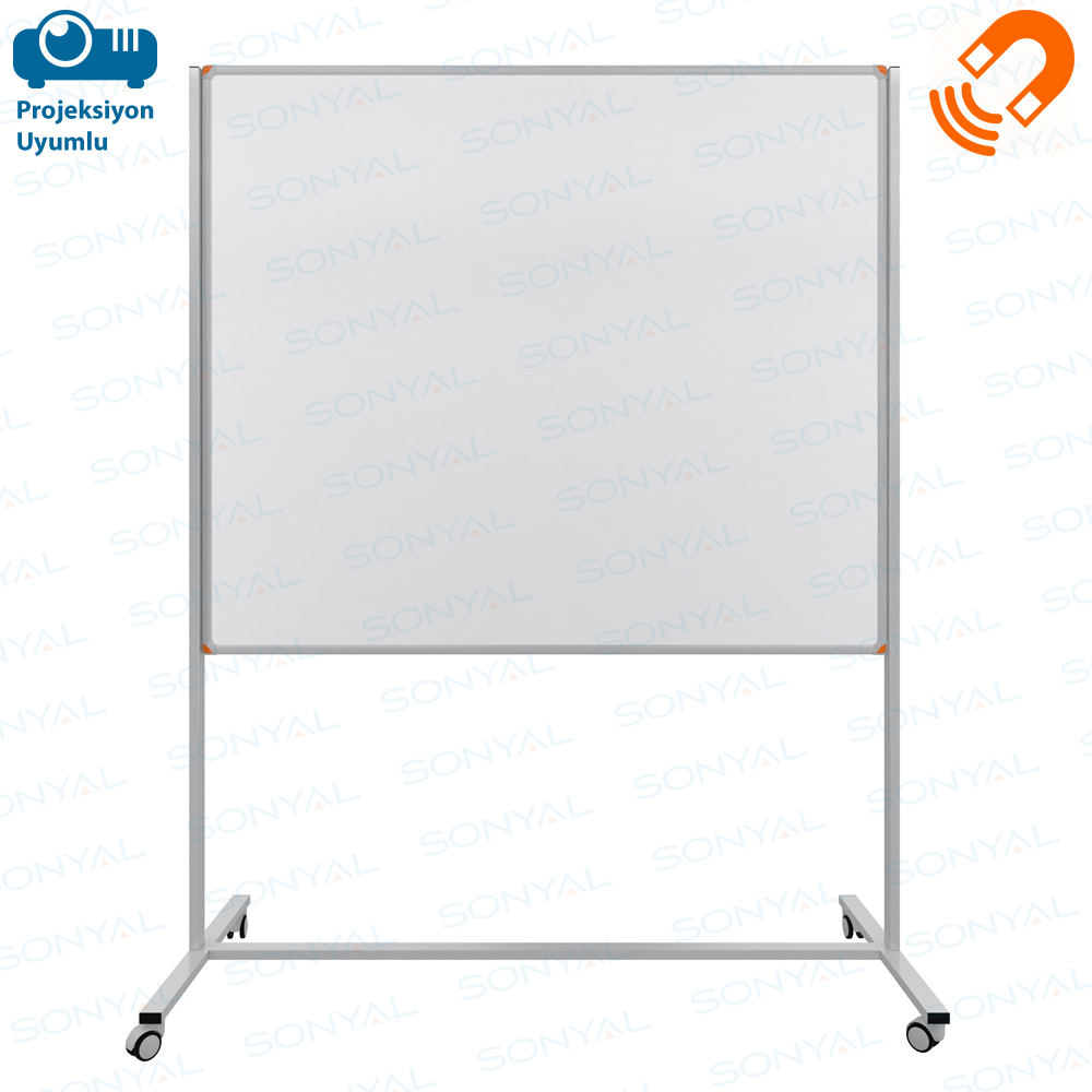 Sonyal <b>120x140 </b>  Mobil Beyaz Manyetik Yazı Tahtası-  <b> Tek Taraflı </b> Çelik Emaye 