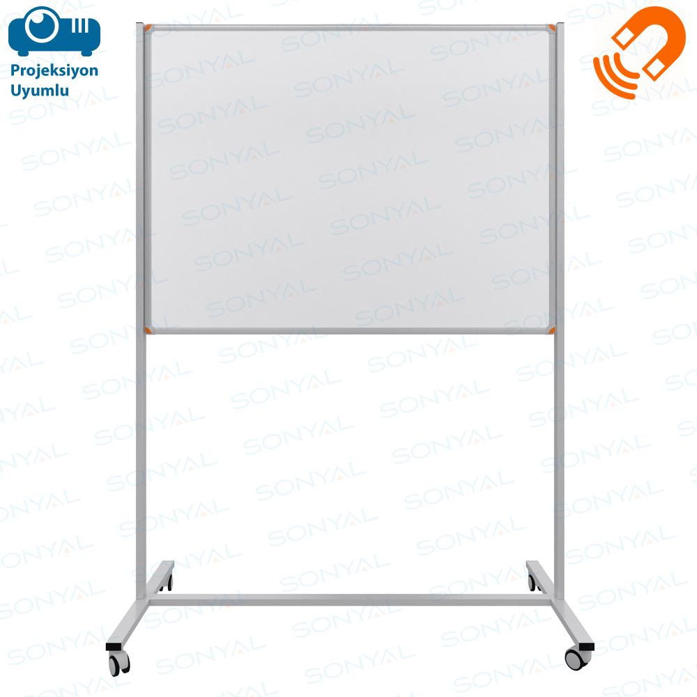 Sonyal <b>90x120 </b>  Mobil Beyaz Manyetik Yazı Tahtası- <b> Tek Taraflı </b> Çelik Emaye 