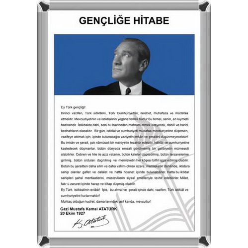 Metal Çerçeveli Gençliğe Hitabe - 35x50 cm