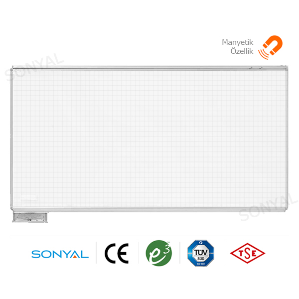 <b>120*300 </b>  Duvara Monte Çelik Emaye Beyaz Kareli Yazı Tahtası