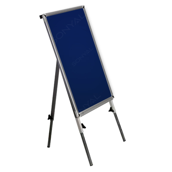 80x120 Teleskopik Ayaklı Kumaşlı Pano - Mavi