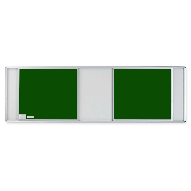 Sürgülü Raylı Yeşil Duvara Monte Emaye Yazı Tahtası 120x500