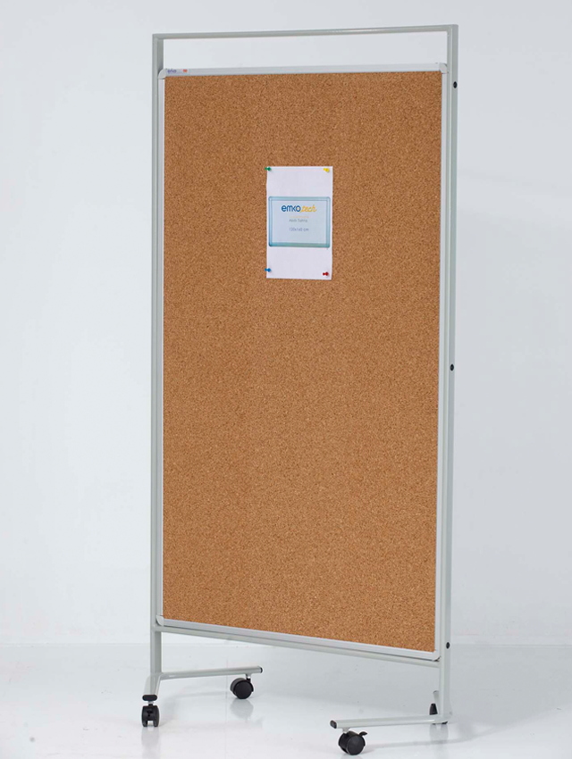 90x180 Mobil Paravan Çift Taraflı Mantar Pano