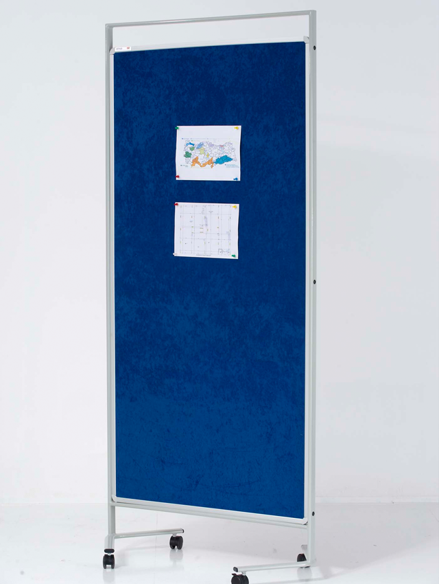 90x180 Mobil Paravan Çift Taraflı Mavi Kumaşlı Mantar Pano