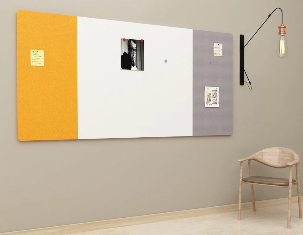 120x150 Kombine Seramik Yazı Tahtası ve Çuhalı Mantar Pano